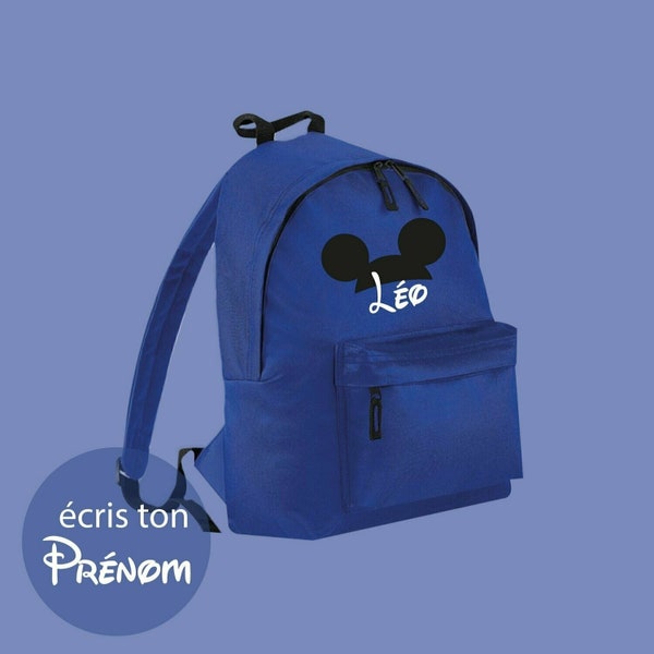 Sac-à-dos bleu  "Mickey" Junior prénom personnalisé, Sac à dos tendance - enfant - maternelle - personnalisé - anniversaire - bébé