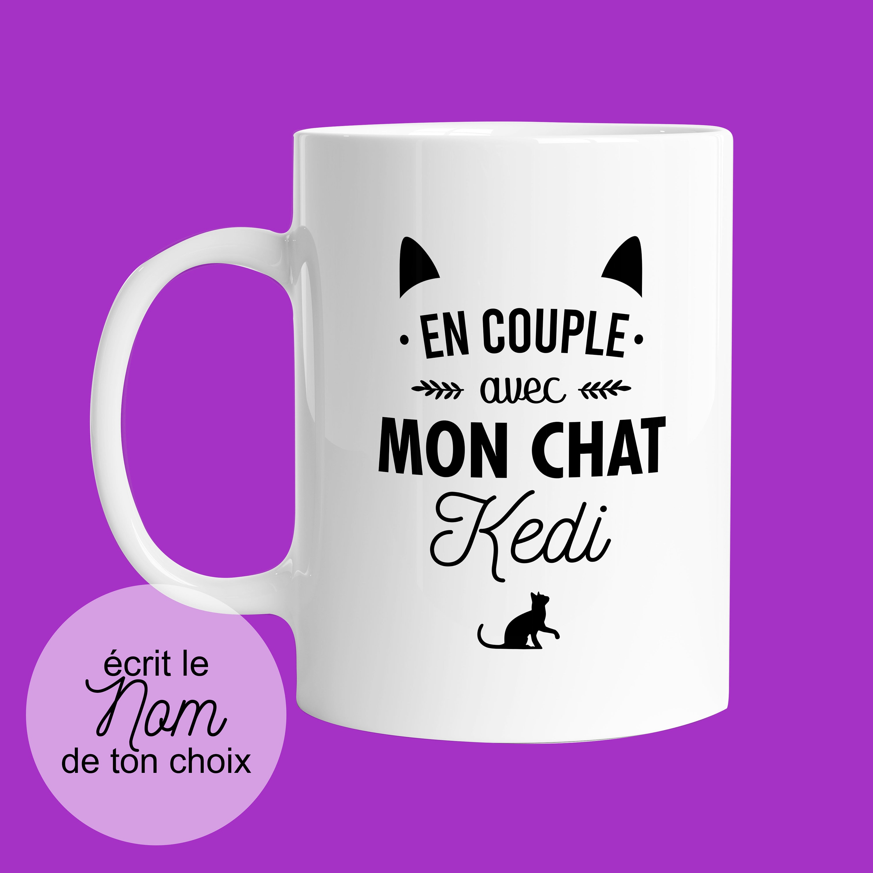 Mug en Couple avec Mon Chat - Saint Valentin Personnalisable