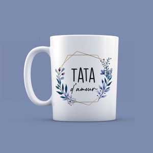 Mug "Tata d'amour" - couronne de fleurs -  personnalisable