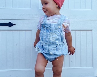 Distressed Overalls for Baby Toddler Ripped Overalls Distressed Denim Baby Distressed Denim Toddler Jean Overall Shorts