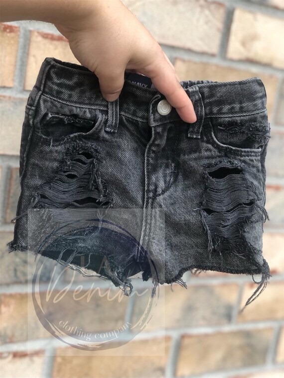 Baby Toddler Girls Black Distressed Shorts Ripped Denim Shorts