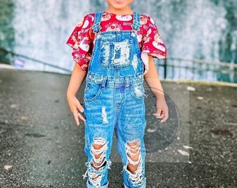 Distressed Overalls for Baby Toddler Ripped Overalls Distressed Denim Baby Distressed Denim Toddler Jean Overalls