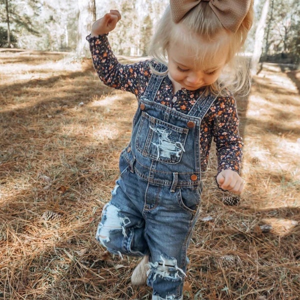 Distressed Overalls for Baby Toddler Ripped Overalls Distressed Denim Baby Distressed Denim Toddler Jean Overalls