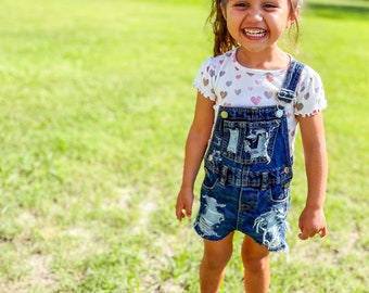 Distressed Overalls for Baby Toddler Ripped Overalls Distressed Denim Baby Distressed Denim Toddler Jean Overalls Shortalls