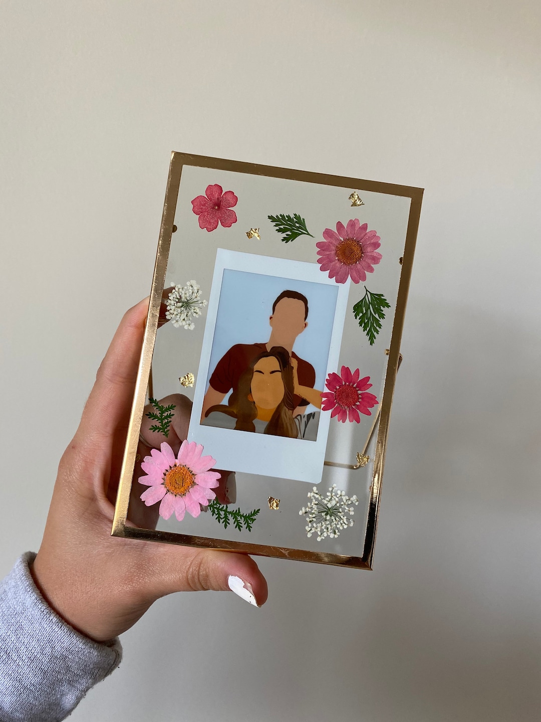 Polaroid Frame Pressed Flower Frame Dried Floral Etsy