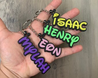 Disney Style Name Keychain, Disney Letters, Personalized Custom Name, Lanyard, School Bag, Party Favors, valentines day name tag