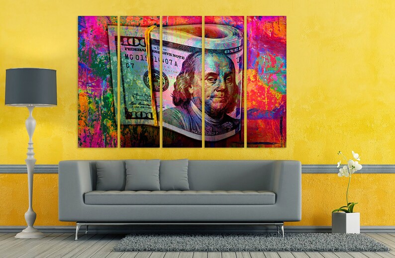 Graffiti Wall Art Dollar Wall Art Money Canvas 100 Dollar Wall Etsy
