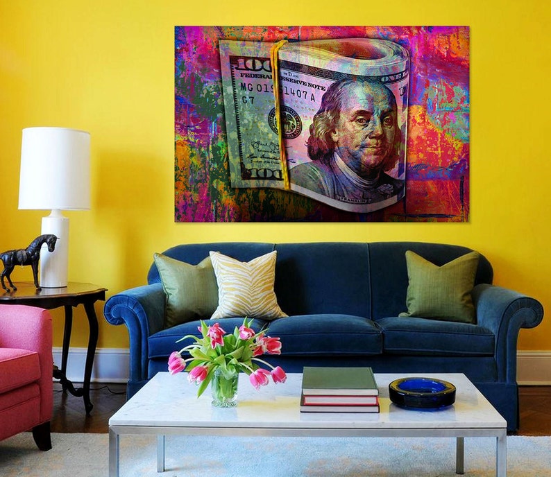 Graffiti Wall Art Dollar Wall Art Money Canvas 100 Dollar Wall Etsy