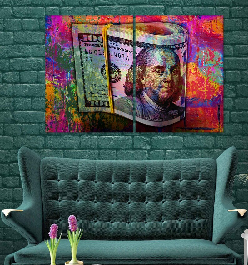 Graffiti Wall Art Dollar Wall Art Money Canvas 100 Dollar Wall Etsy