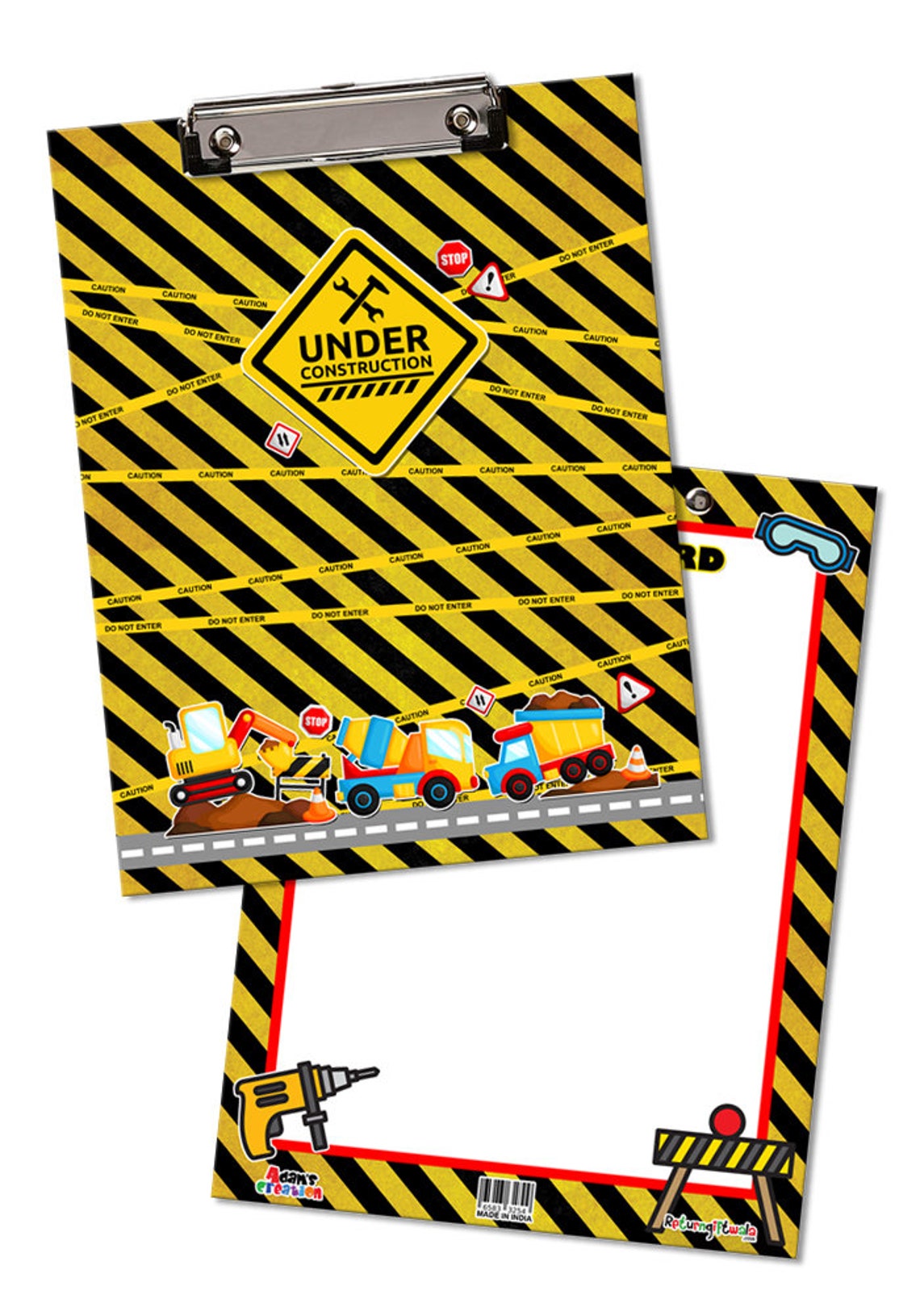 Under construction theme clipboard with Whiteboard marker exam Etsy