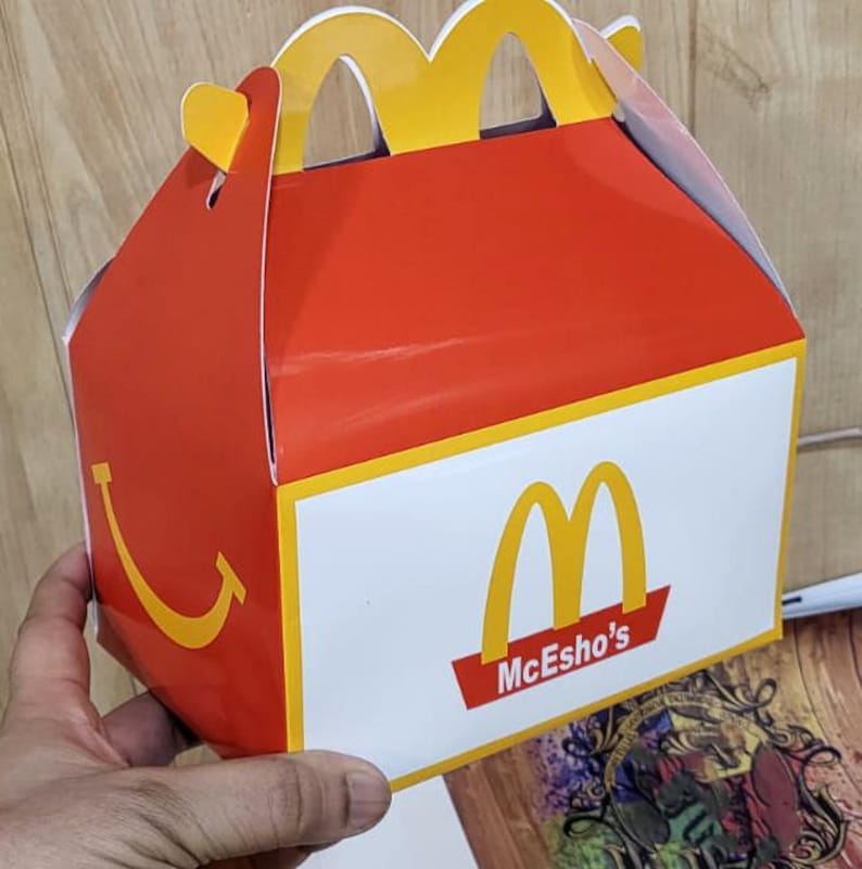 Custom Gable Box With Handle, Personalized Party Favor Happy Meal Box ...