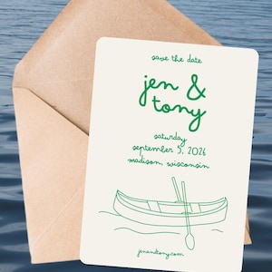 Camp Wedding Theme Canoe Save the Date - DIY Printable Template