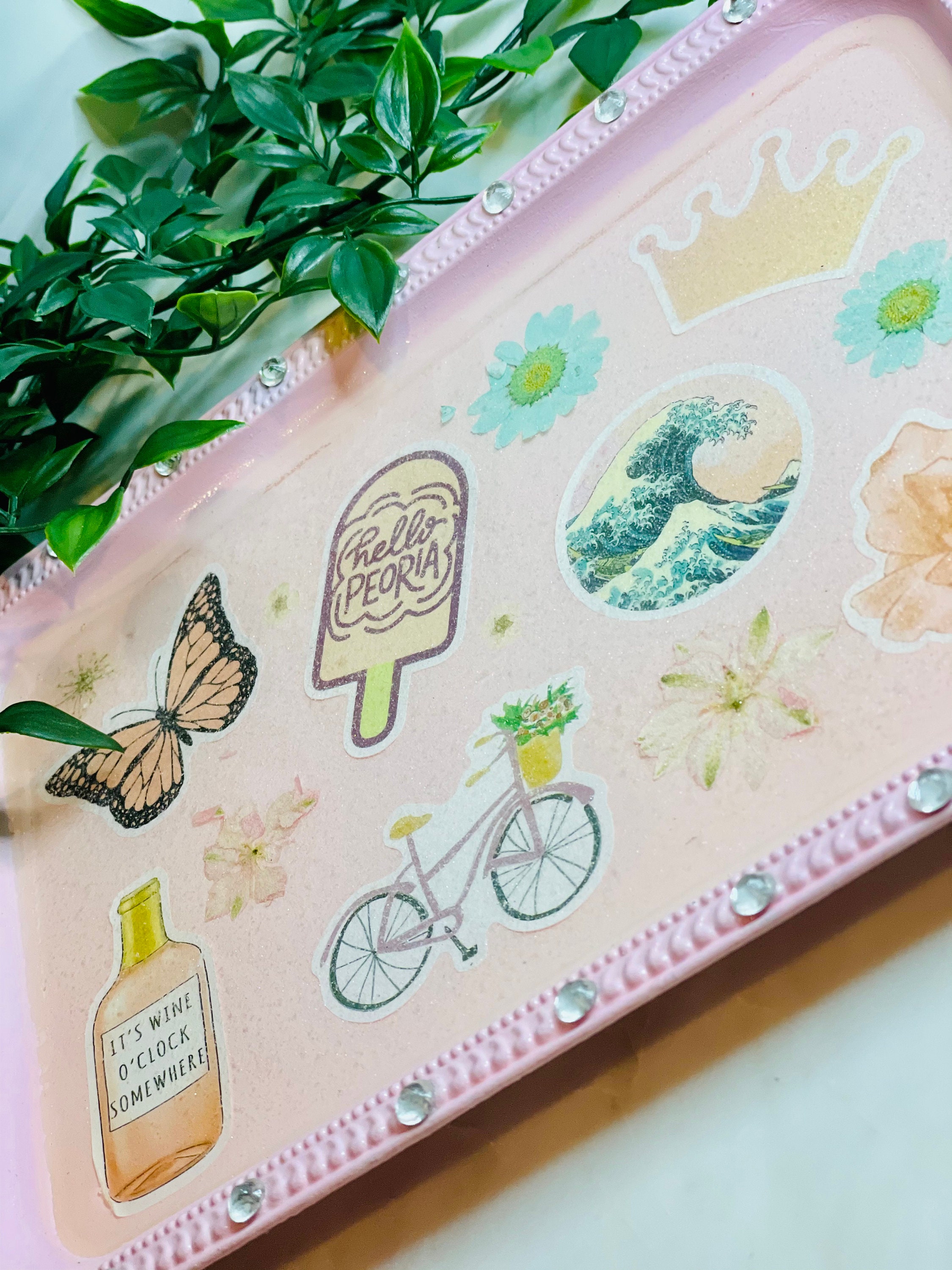 Girly Rolling Tray Vanity Trinket Tray Tray with Diamonds Etsy