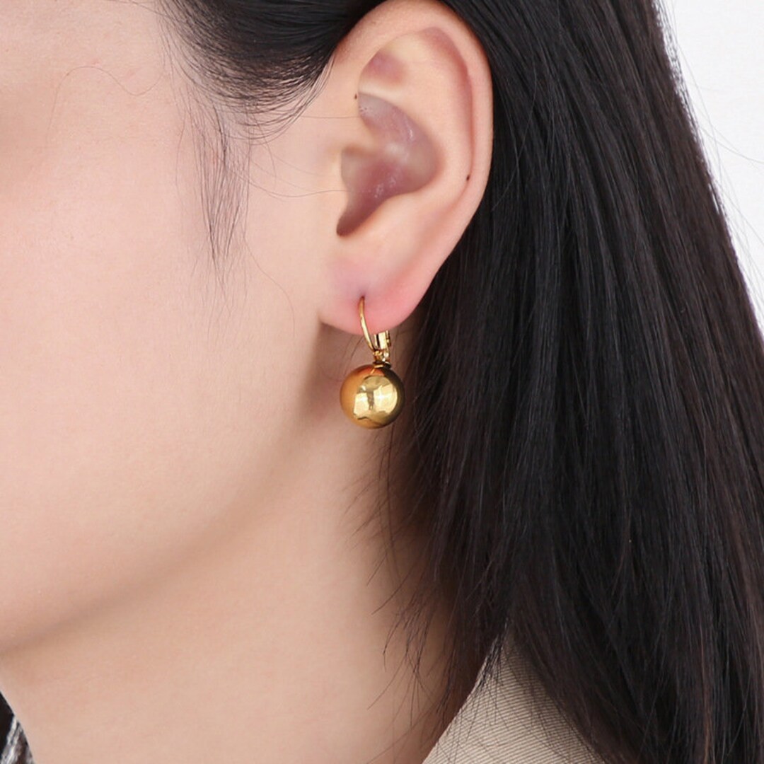 Gold Ball Medium Dangle Earrings, Gold Ball 10mm Earrings, Super Light