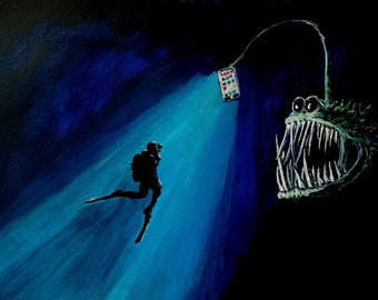 Deep Sea Angler Fish - Signed Print by Zeppelinmoon - Etsy