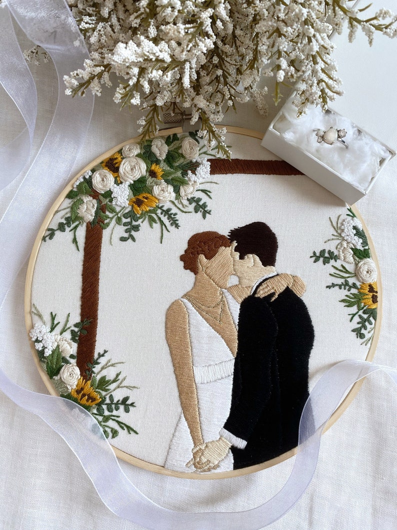 Custom Portrait Hand Embroidery Hoop Bild 1