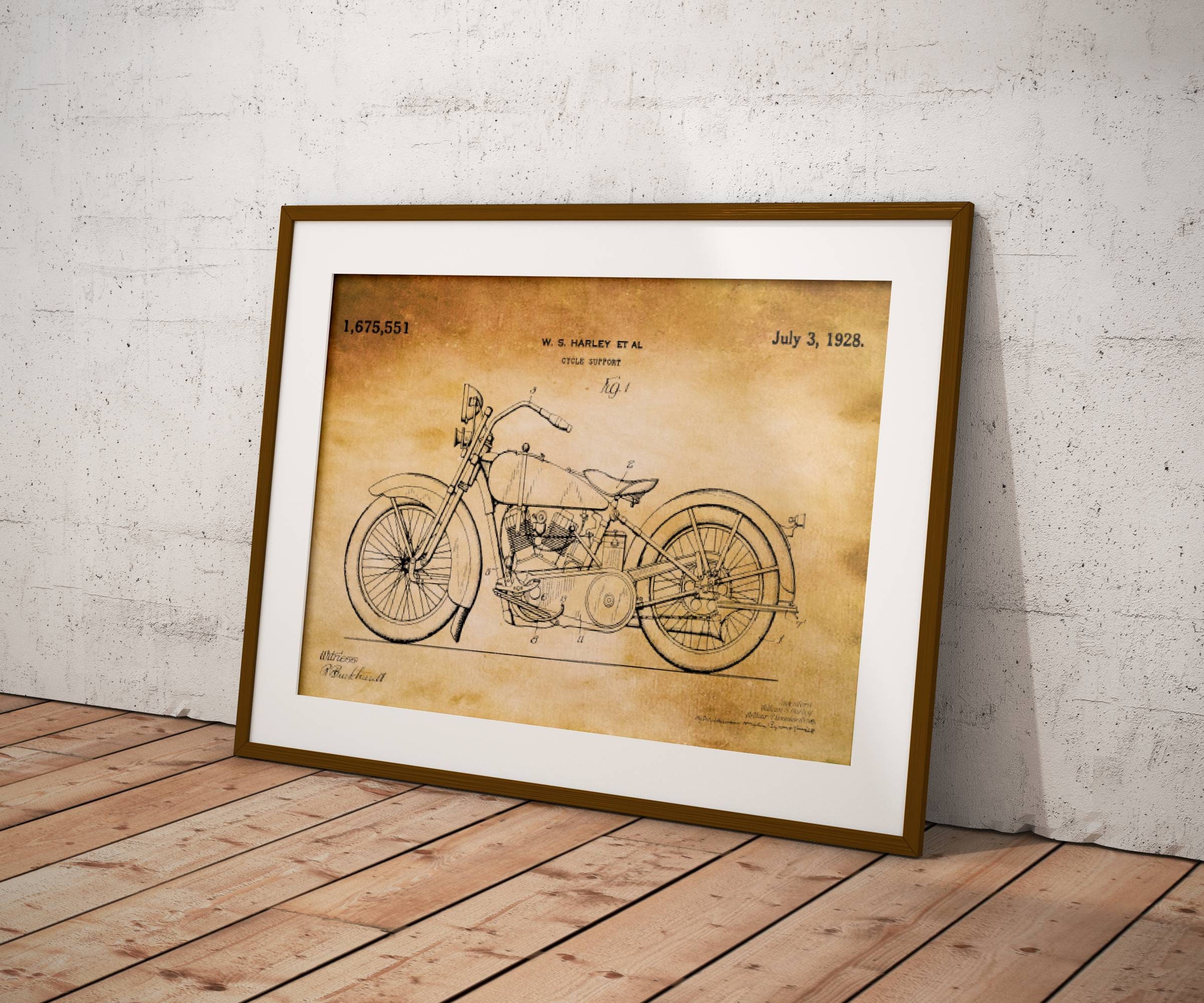 Patent, Brevet, 1928-Moto, Illustration Vintage , Art Print, Affiche, Art Mural, Poster, Décoration
