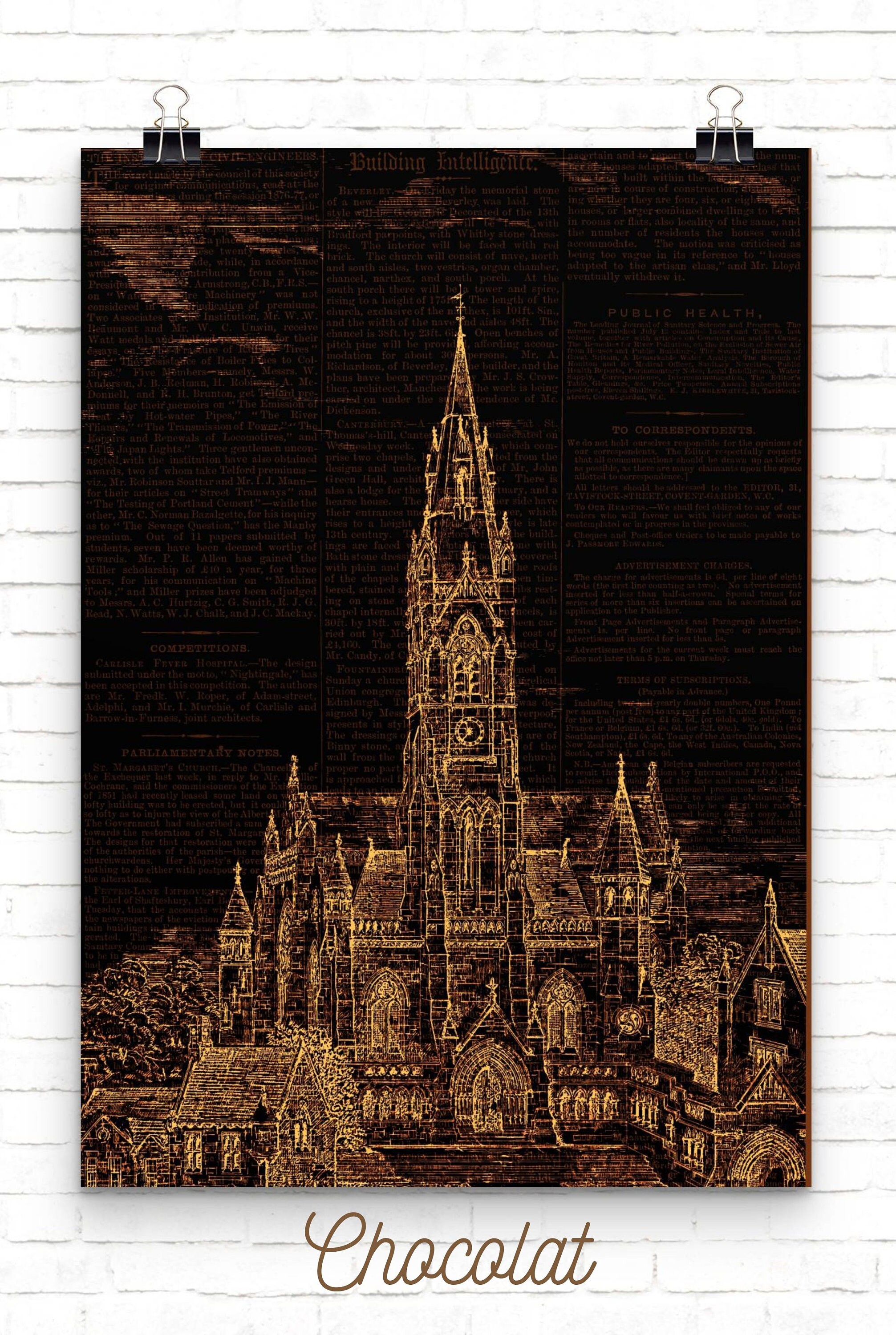 Poster/Affiche, Ancien Bâtiment, Décoration Intérieur, Illustration Vintage , Artprint, Affiche, Art