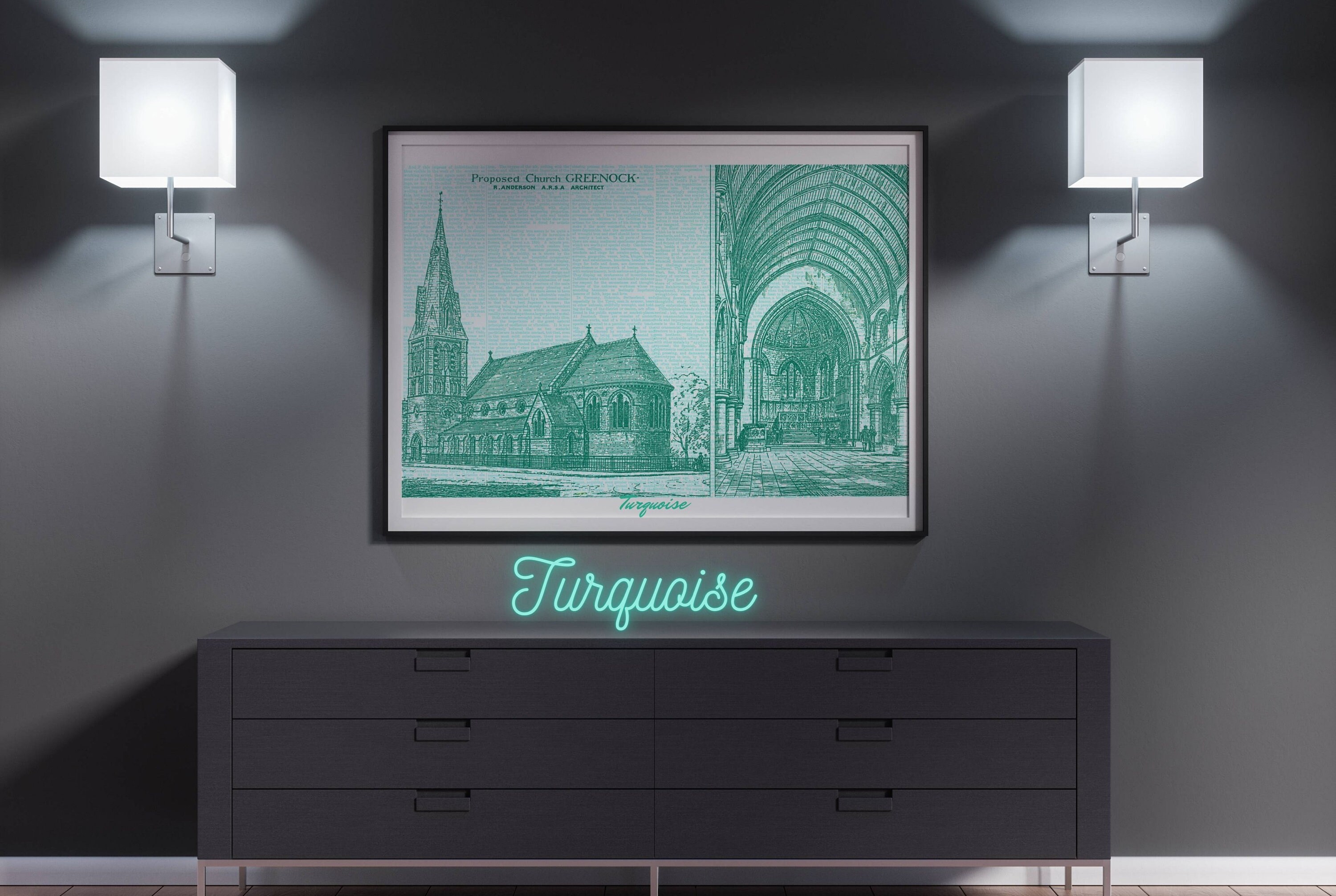 Poster/Affiche, Ancien Bâtiment, Décoration Intérieur, Illustration Vintage , Artprint, Affiche, Art