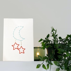 Kit de broderie pour enfants du Ramadan : décoration murale Lune et étoiles à faire soi-même