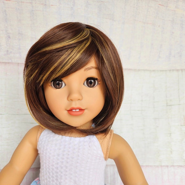 Custom Wig for 18 Inch dolls fits American girl dolls Our Generation short brown