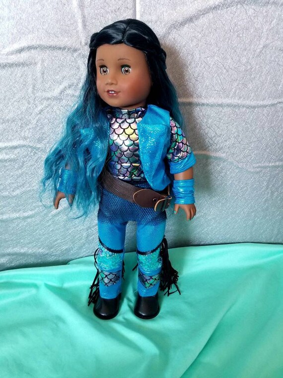 Descendants Uma custom american girl doll blue hair and brown eyes