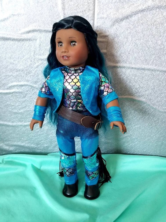 Descendants Uma custom american girl doll blue hair and brown eyes