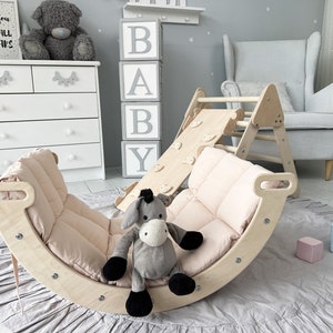 BEST PRICE! Montessori Climbing Arch with Pillow, piklers wood, Climbing Arch Toddler with Ramp and Cushion, Kletterbogen, Kletterset Kissen