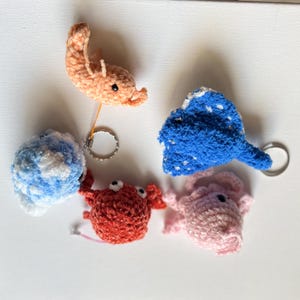 Crochet Sea Animal Keychain – Handmade Amigurumi Ocean Charms