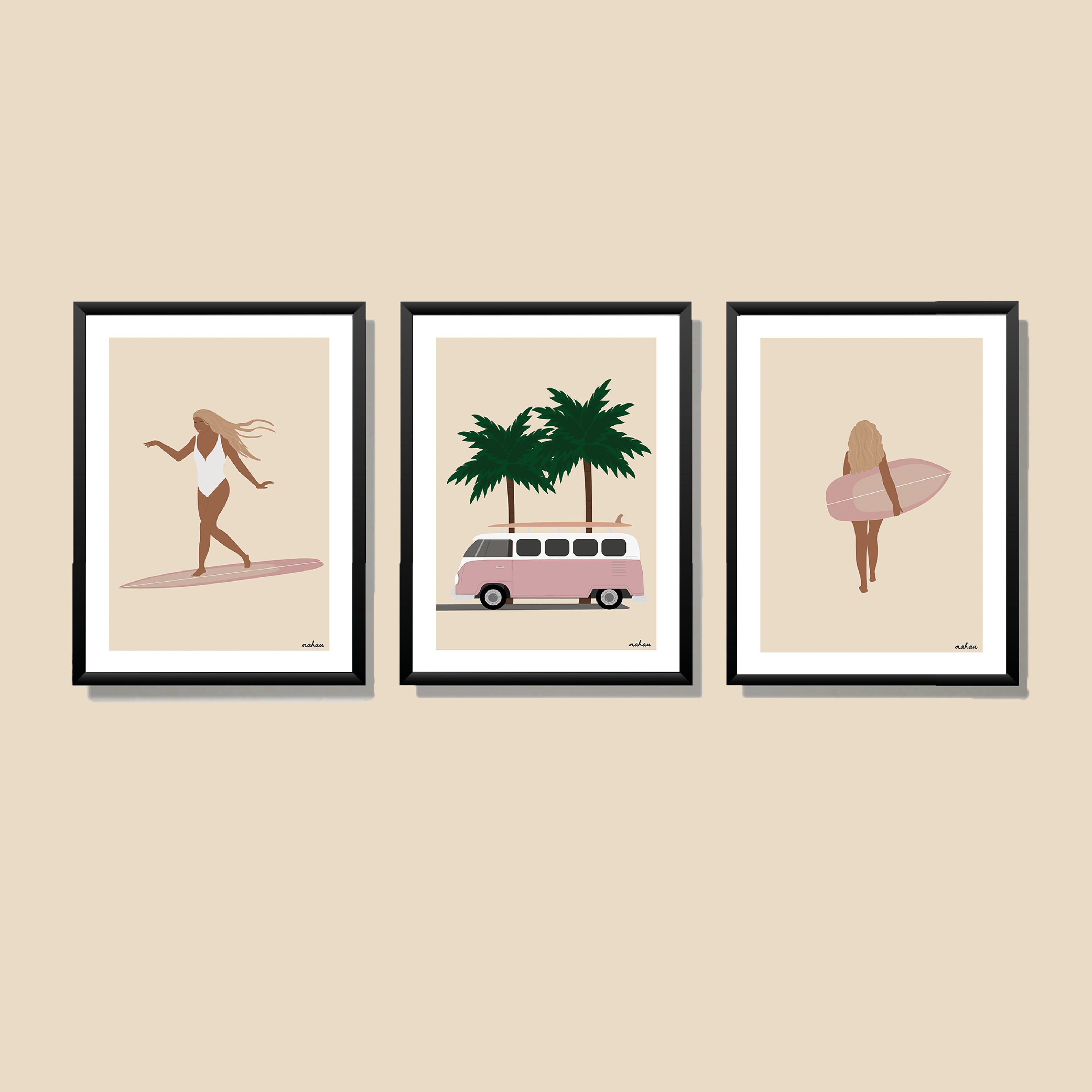Triptyque Affiche A4 Liberté Evasion Escapade - Illustration Minimaliste Décoration Poster