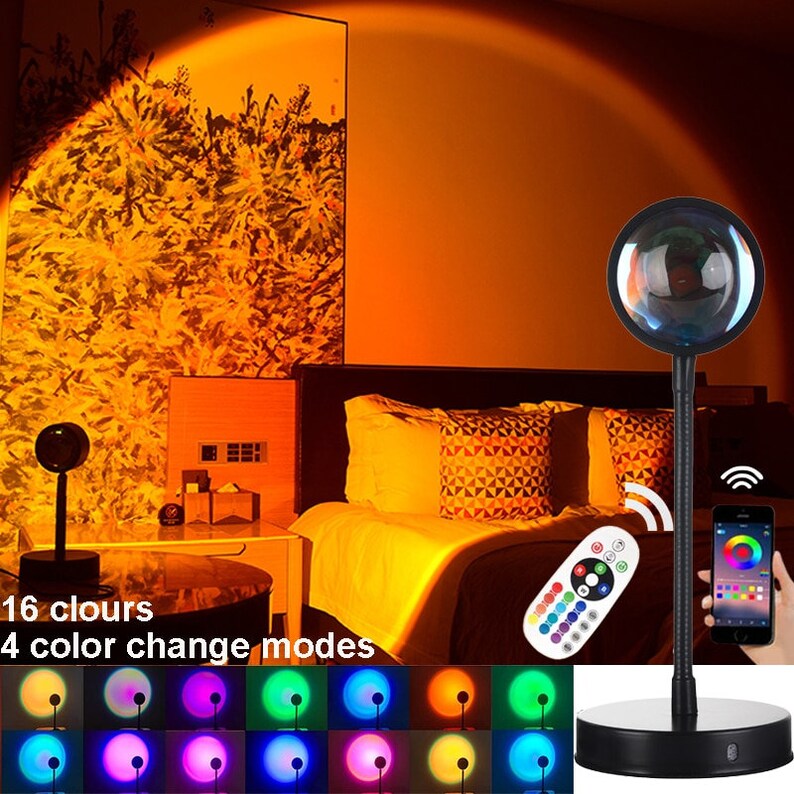 16 Colours Sunset Lamp New life LED Projector Room Bac Oakland Mall Light Living Night