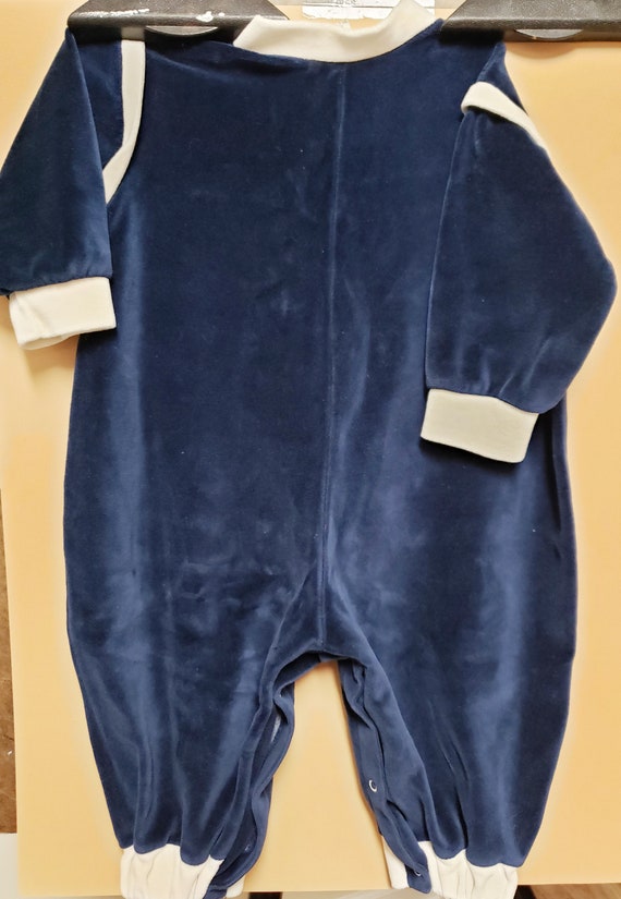 Vintage 90s Blue Velvety Romper - image 3