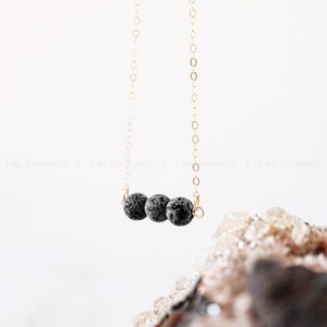 Triple Lava Bead Bar Necklace, Essential Oil Necklace, Aromatherapy Jewelry, Oil Necklace, Healing Stones, Diffuser Necklace, Lava Necklace