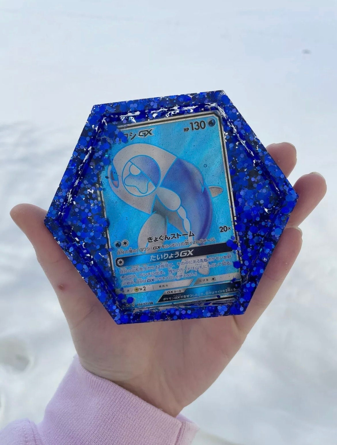 Full Art Japanese Wishiwashi Blue Glitter Resin Coaster Etsy