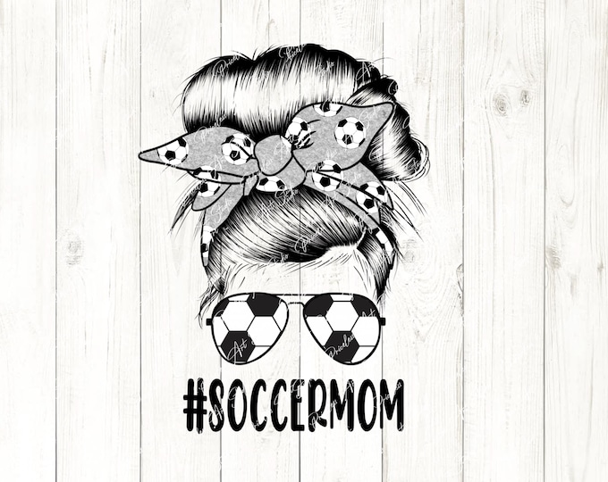 Soccer Mom Life Mom Skull Bun Hair Sunglasses Soccer Print Headband Mom Life PNG Sublimation Design Downloads - Commercial Use