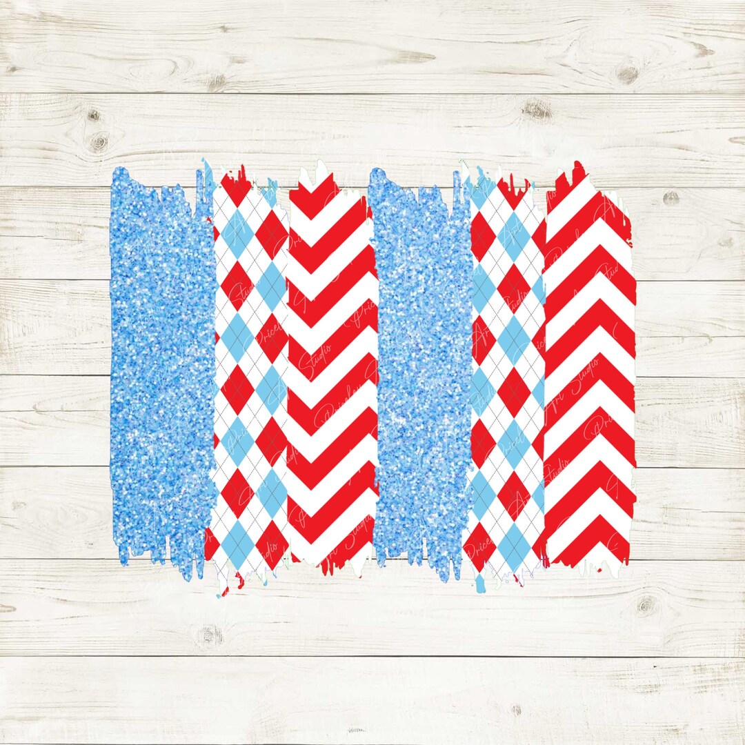 Chevron Baby Blue and Red Glitter Brush Strokes PNG, Sublimation