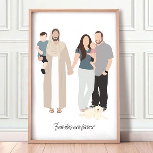 Family Miscarriage portrait Faceless Illustration-Deceased Loved Ones- Miscarriage gift- Jesus Christ