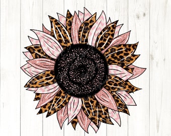 Leopard tie dye Sunflower Png- Colorful Sunflower Sublimation Designs - Bright Flower Instant Digital Download leopard cheetah sunflower png