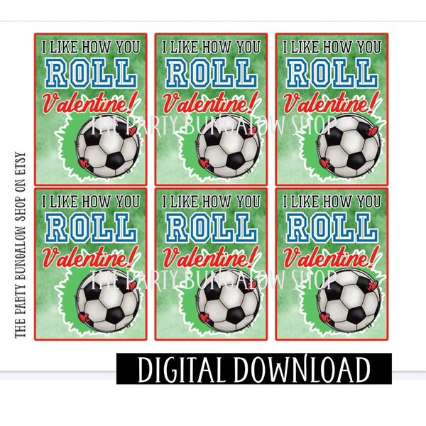 Printable Soccer Valentine Cards, Kids Valentines, School Valentine Cards, DIY Valentine Cards, Classroom Valentines