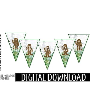 Printable Bigfoot Banner, DIY Bigfoot Garland, Bigfoot Party Decor, Digital file
