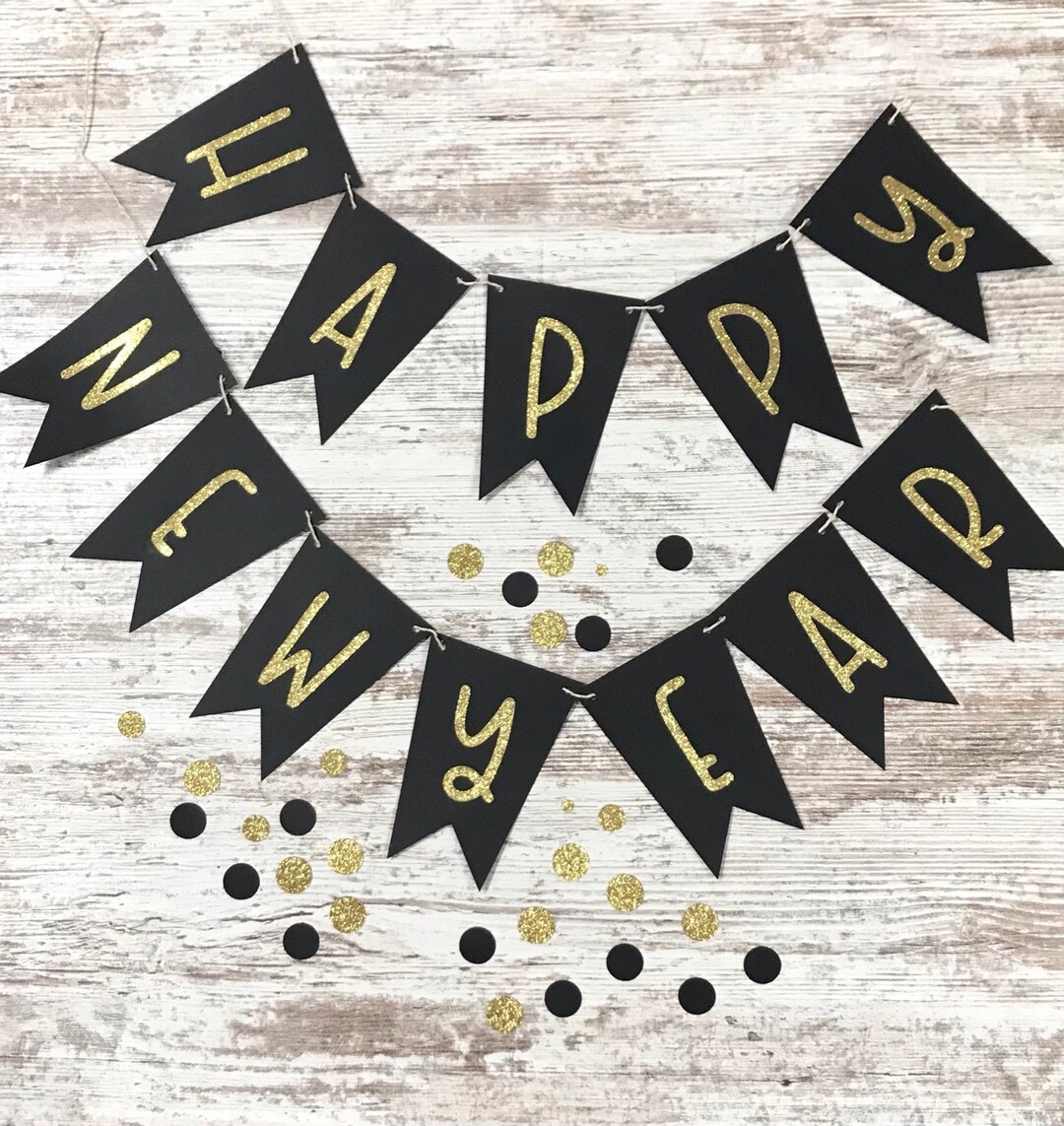 New Years Banner Happy New Year Happy New Year Garland - Etsy
