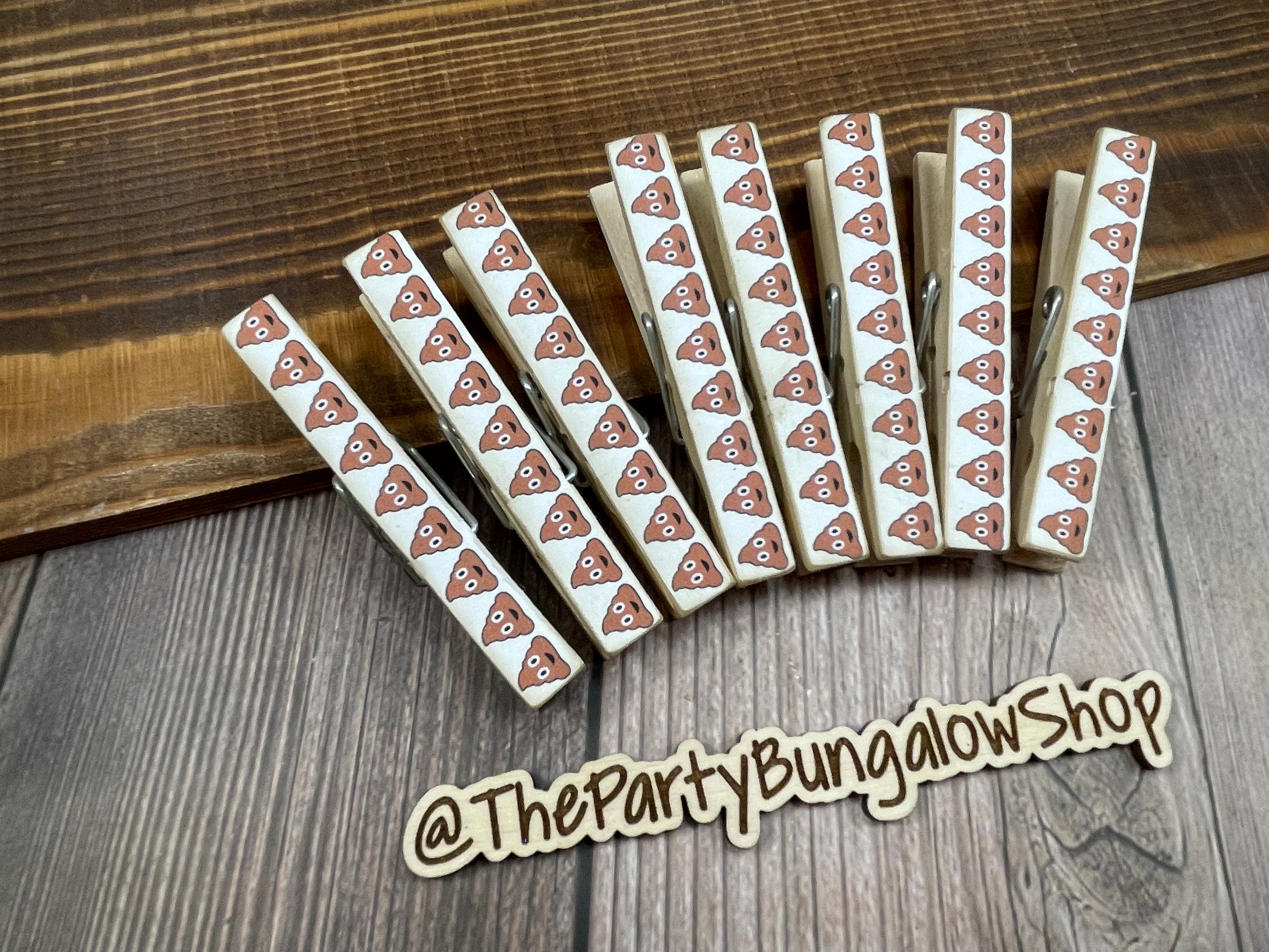 Poop Emoji Party Clothespins Poop Party Decor Baby Shower Etsy