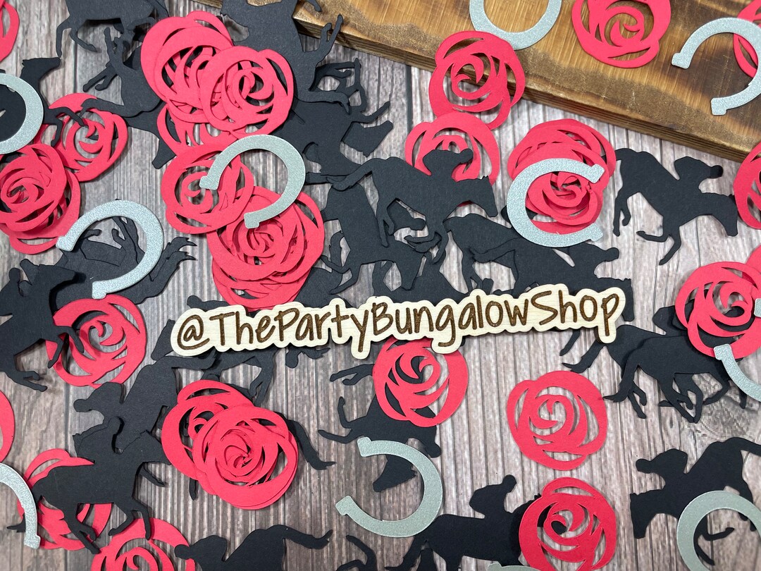 Kentucky Derby Confetti, Rose Confetti, Horse Racing, Derby Party Decor