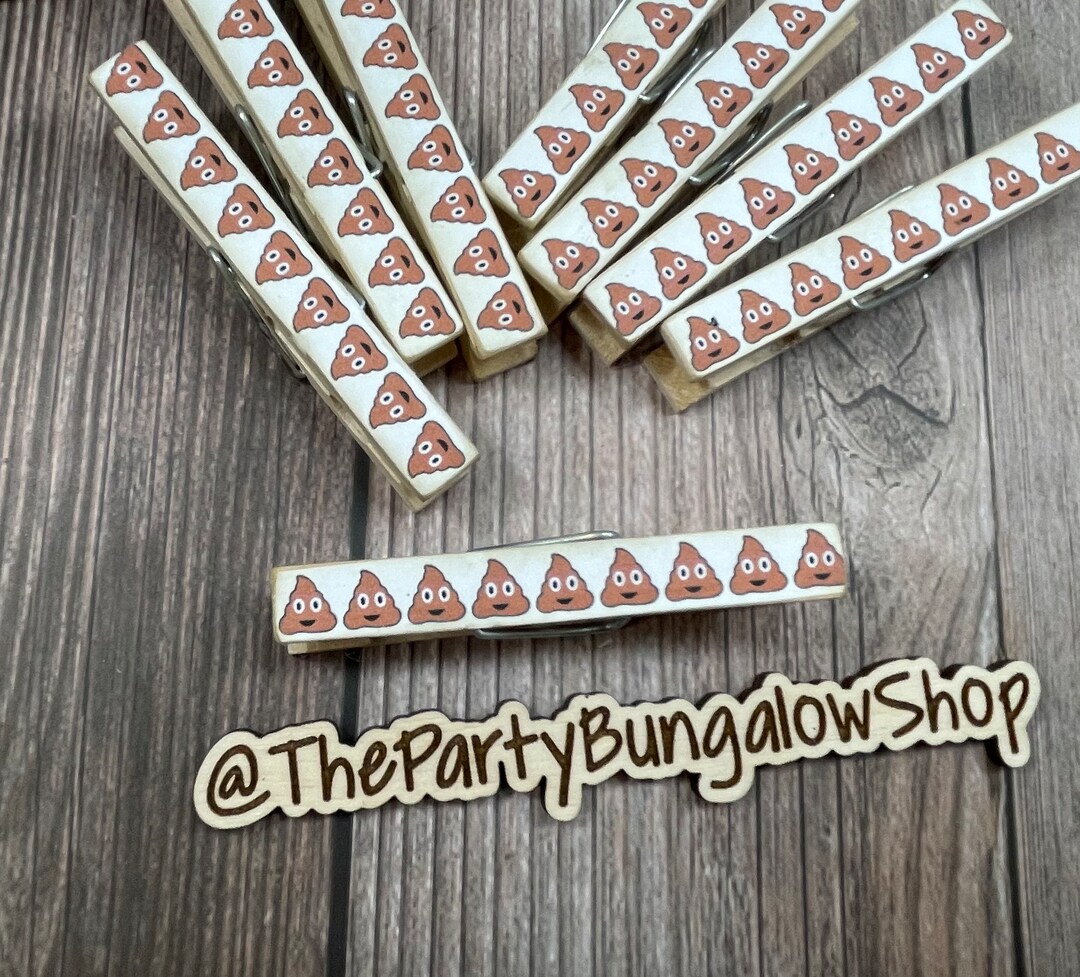 Poop Emoji Party Clothespins, Poop Party Decor, Baby Shower Decorations