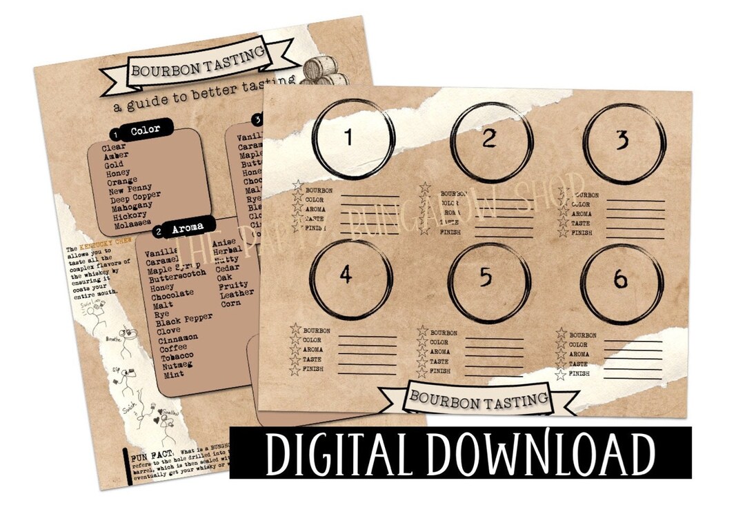 Bourbon Tasting Placemat, Bourbon Party Printables, Engagement Party ...