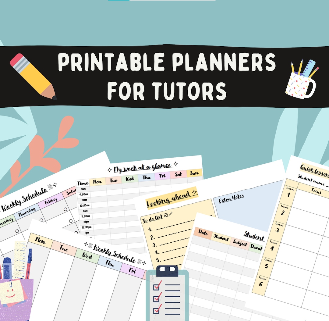 Tutor Planner Printable Set, Weekly, Daily Schedule, Student Log (PDF ...