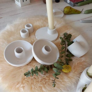 Candle holder candlestick candle bowl white taper candles minimalist Scandinavian look wedding wedding decoration handmade ceramic 8 models