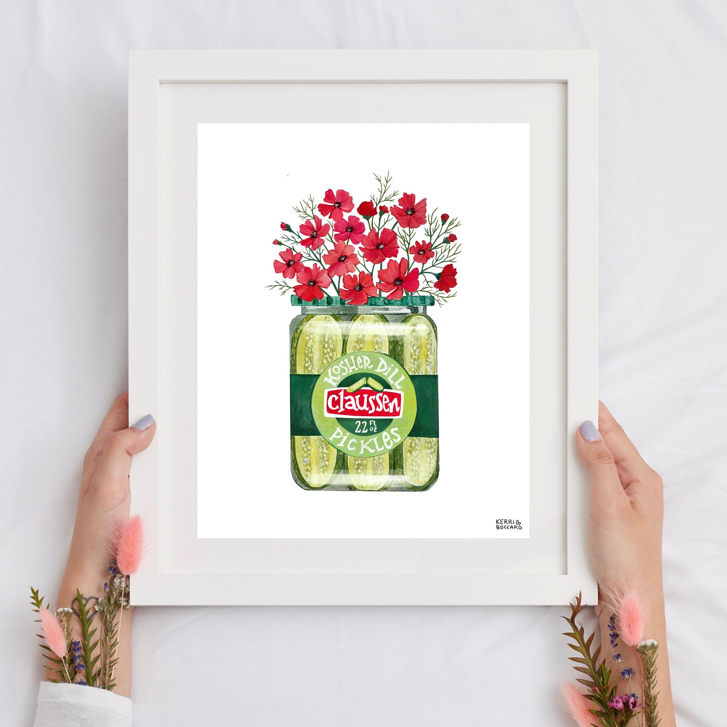 Art Print, Pickle Jar Print, Vegetable Food Art, Dill Plant Flowers, Wall Art for Kitchen, Chef Gift Idea New House, Apartment, Housewarming