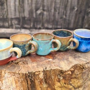 Handmade & hand painted stoneware 125ml Espresso Cup with handle.