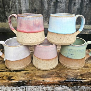 Handmade Wide base 375ml spotty stoneware mug